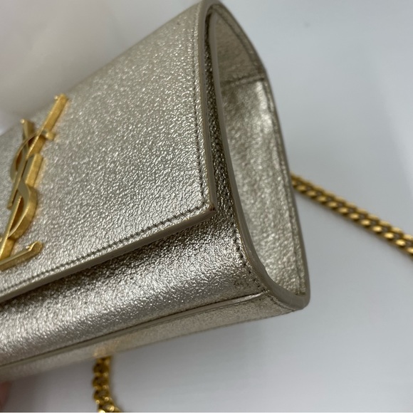 βSOLDβ YSL Kate Small Sparkling Light Gold Bag Clutch - Picture 13 of 16